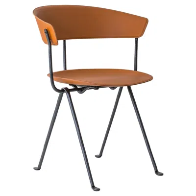 Pre-owned Magis Officina Chair By Ronan & Erwan Bouroullec - Anthracite Iron - Leather In Brown