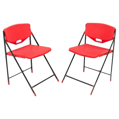 Pre-owned Magis Pair Of Folding Chairs By Flip , 1980s In Red
