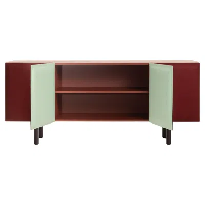 Pre-owned Magis Storage Cabinet / Sideboard  Tacito - 4 Doors - Bordeaux / Light Green