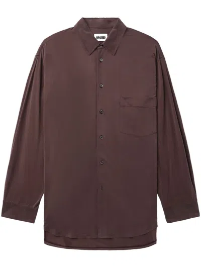 Magliano Chocolate Stretch Cupro Liquid Shirt In Red