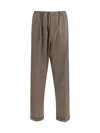 Magliano Elastic Waistband Cuffed Hem Trousers In Brown