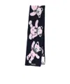 Magliano Knitted Navy Scarf With Playful Teddy Bear Pattern In Black