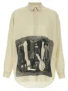 Magliano 'longline Hem' Graphic Print Shirt In Beige