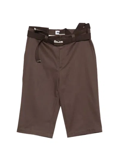 Magliano Belted Tailored Shorts In Brown
