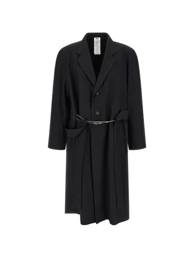 Magliano Raglan Trench Coat Long Sleeves Vent Back In Black