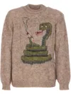 Magliano Knit Pattern Crew Neck Sweater With Embroidery In 中性色