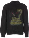 Magliano Embroidered Graphic Knitted Sweater Long Sleeves In Black