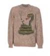 Magliano Knit Pattern Crew Neck Sweater With Embroidery In Beige