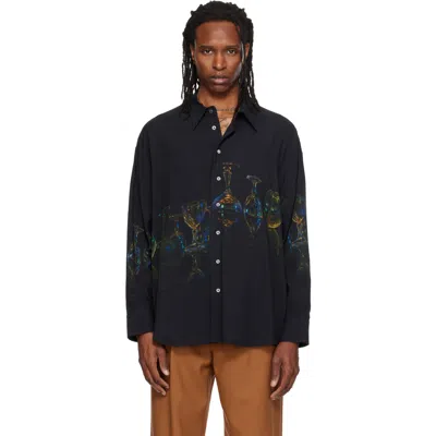Magliano Cristalleria Printed Long-sleeve Shirt In Black