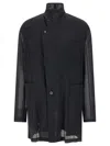 Magliano Sheer Fabric High Collar Front Pockets Jacket In Black