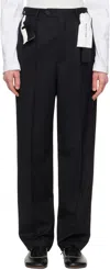 Magliano Black Link Double Pleats Trousers In 99 Black