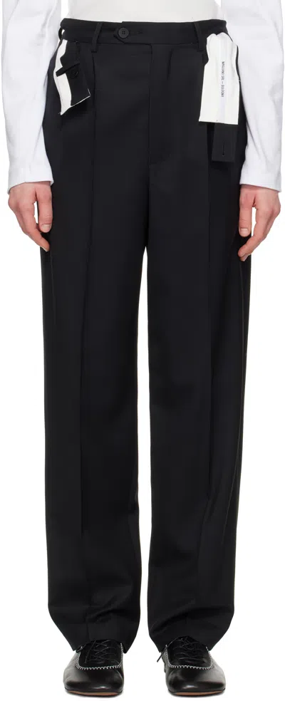 Magliano Black Link Double Pleats Trousers In 99 Black