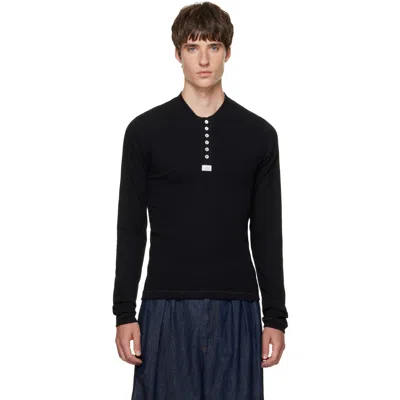 Magliano Black Serafino Long Sleeve T-shirt In Blue