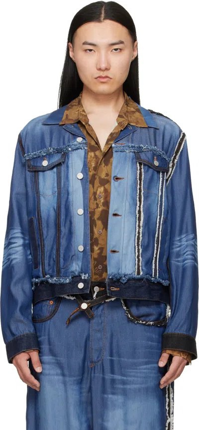 Magliano Long-sleeved Denim Jacket In Blue