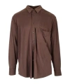 Magliano Stretch Cupro Liquid Shirt With Chest Pocket In Brown