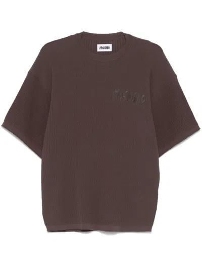 Magliano Brown Embroidered Logo T-shirt In Marrrone