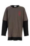Magliano Oversize Cotton Layered Graphic Print T-shirt In Brown