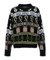 Magliano Festive Crew Neck Sweater With Graphic Motifs In Black