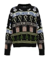 Magliano Festive Crew Neck Sweater With Graphic Motifs In Black