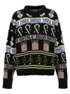 Magliano Festive Crew Neck Sweater With Graphic Motifs In Black