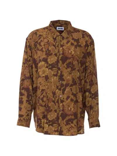 Magliano Button Floral-print Shirt In Brown