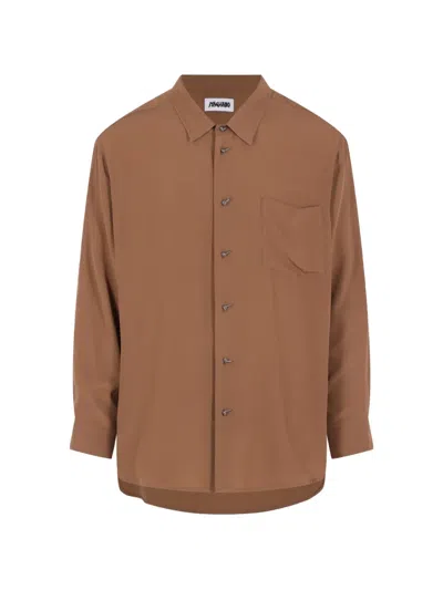 Magliano Trekking Shirt Long Sleeves Straight Collar Buttoned Cuffs In Brown