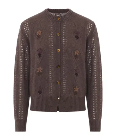 Magliano Button-front Long-sleeve Knit Top In Brown
