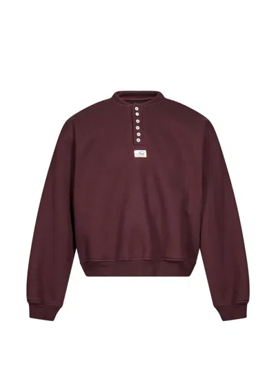 Magliano Button-placket Sweatshirt In Burgundy