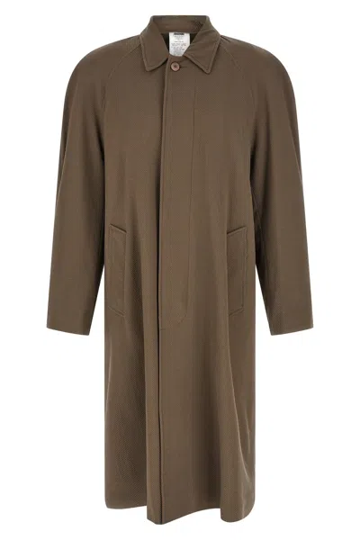 Magliano Caligo Coat Raglan Sleeves Herringbone Pattern In Brown