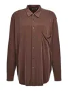 Magliano Stretch Cupro Liquid Shirt With Chest Pocket In Dark Red