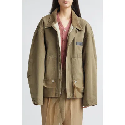 Magliano Cantiere Sheer Pocket Cotton Canvas Jacket In Brown