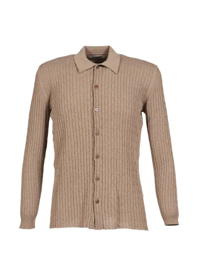 Magliano Capricorn Cable-knit Shirt In Brown