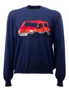 Magliano Car-appliqué Wool Sweater In Blue