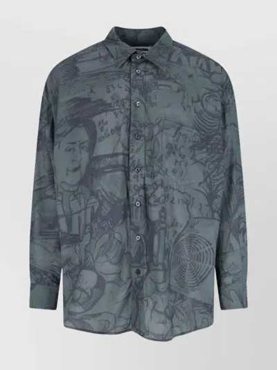 Magliano Casual Shirt With Graphic Print And Front Pocket In Gray