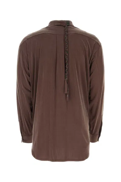 Magliano Chocolate Stretch Cupro Liquid Shirt In 56