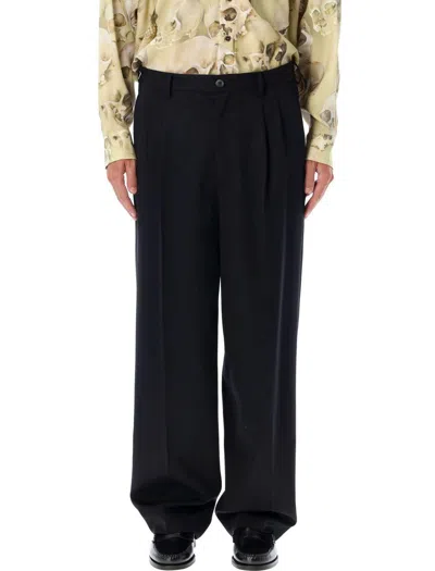 Magliano Double Pinches Zip Pleated Trousers In Black