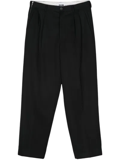 Magliano Pleat-detail Cotton Trousers In Black