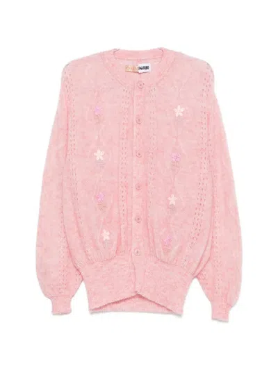 Magliano Cor Flower-embroidered Cardigan In 핑크