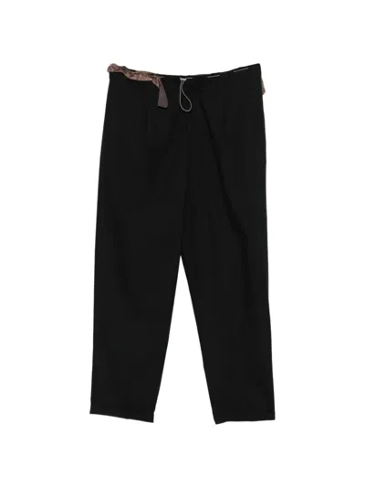 Magliano Cotton Paisley Print Drawstring Trousers With Belt Loops In Transparent