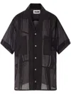Magliano Cotton Shirt With Patch Pockets And Sheer Fabric In Black