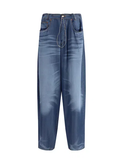 Magliano Denim Print Pijama Pants In Blue