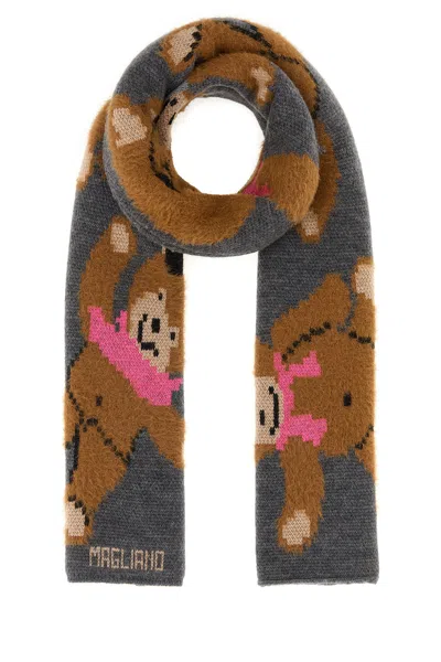 Magliano Embroidered Wool Blend Scarf In White