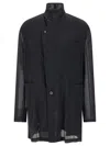Magliano Sheer Fabric High Collar Front Pockets Jacket In Black
