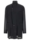 Magliano Sheer Fabric High Collar Front Pockets Jacket In Black