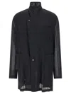 Magliano Sheer Fabric High Collar Front Pockets Jacket In Black