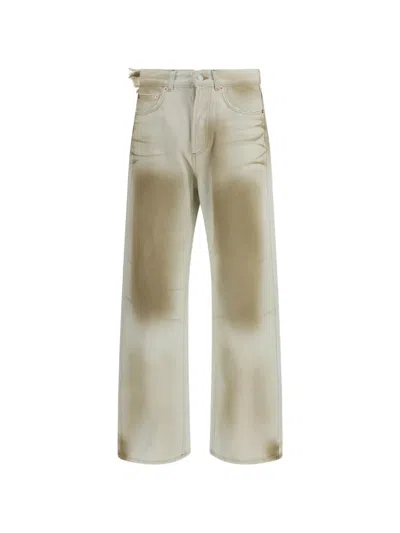 Magliano Dual Tone Denim Jeans Straight Leg In Neutral