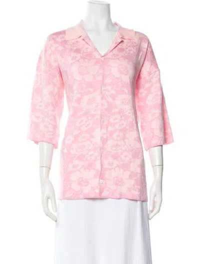 Pre-owned Magliano Floral Print Three-quarter Sleeve Button-up Top W/ Tags In Pink