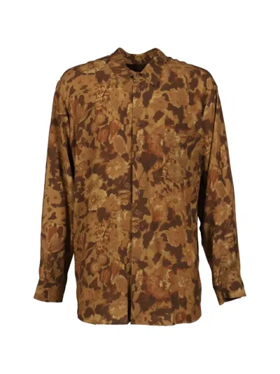 Magliano Floral-print Long-sleeve Shirt In Brown