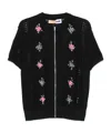 Magliano Flower-embroidered Knitted Shirt In Black
