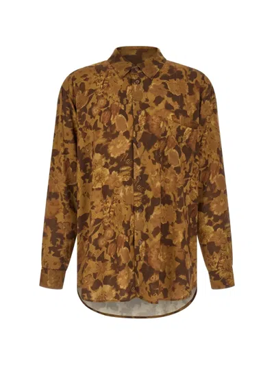 Magliano Shirt Long Sleeves Floral Pattern Buttoned Cuffs In Brown